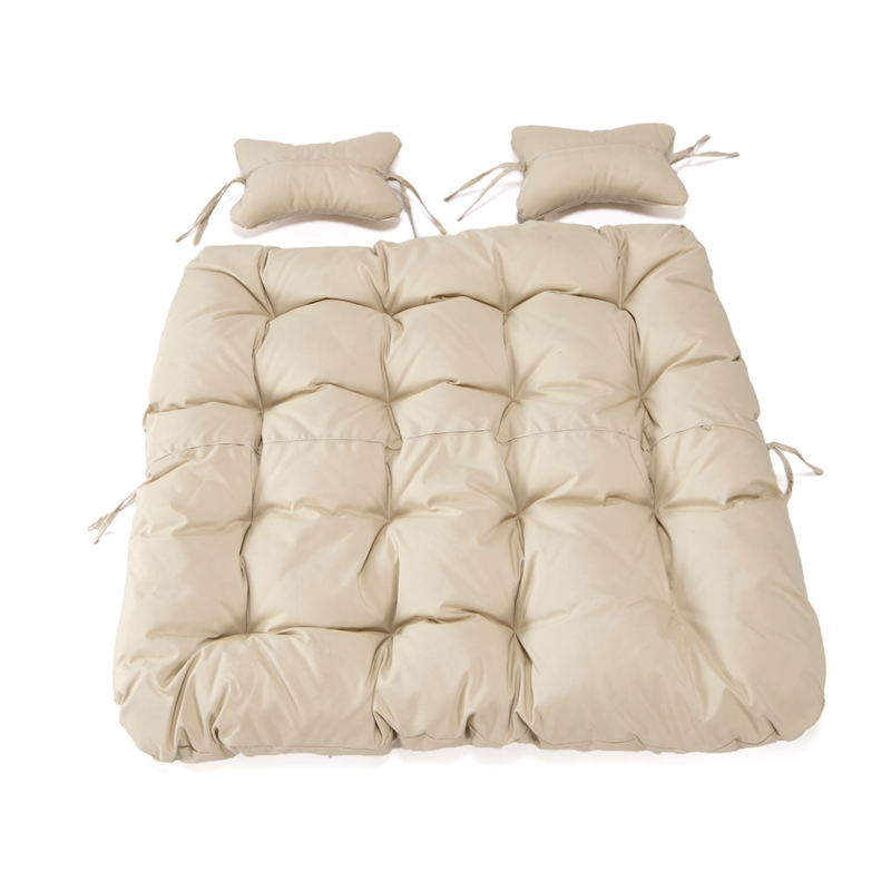 LeisureMod 2 Person Modern Upholstered Hanging Egg Swing Cushion in Beige