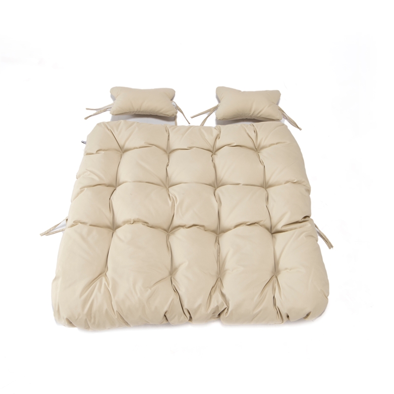 LeisureMod 2 Person Modern Upholstered Hanging Egg Swing Cushion in Beige