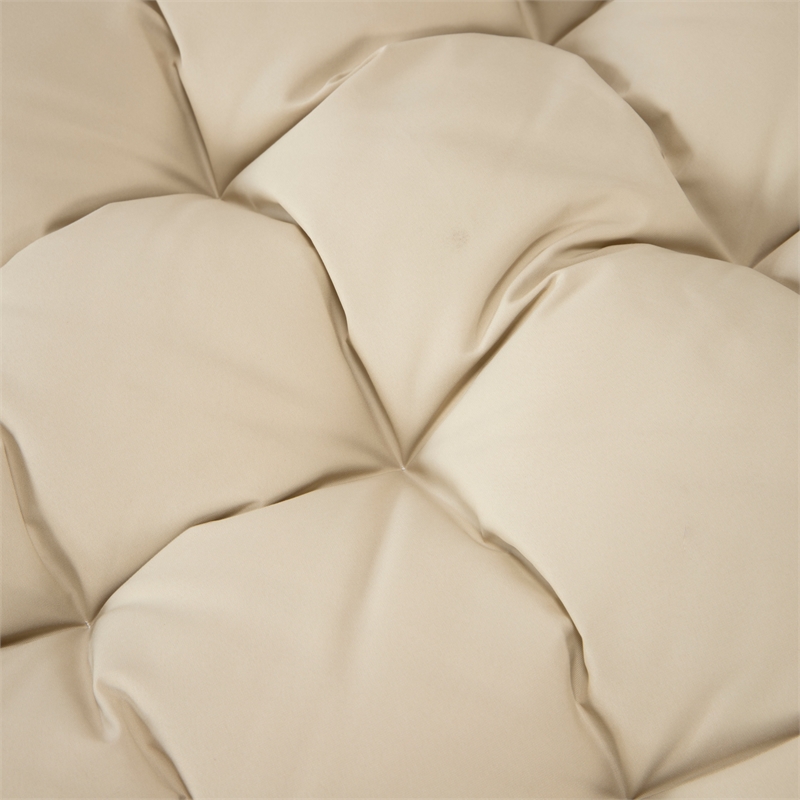 LeisureMod 2 Person Modern Upholstered Hanging Egg Swing Cushion in Beige