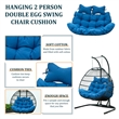 LeisureMod 2 Person Modern Upholstered Hanging Egg Swing Cushion in Blue