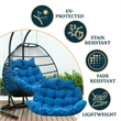LeisureMod 2 Person Modern Upholstered Hanging Egg Swing Cushion in Blue