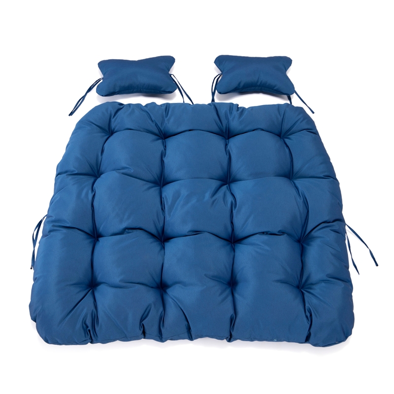 LeisureMod 2 Person Modern Upholstered Hanging Egg Swing Cushion in Blue