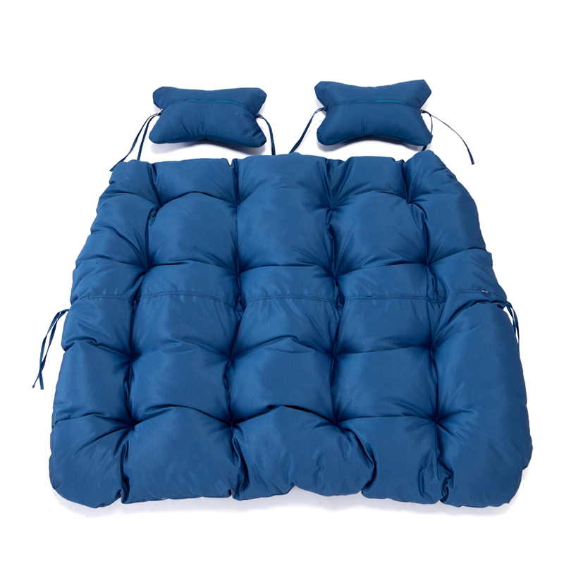 LeisureMod 2 Person Modern Upholstered Hanging Egg Swing Cushion in Blue