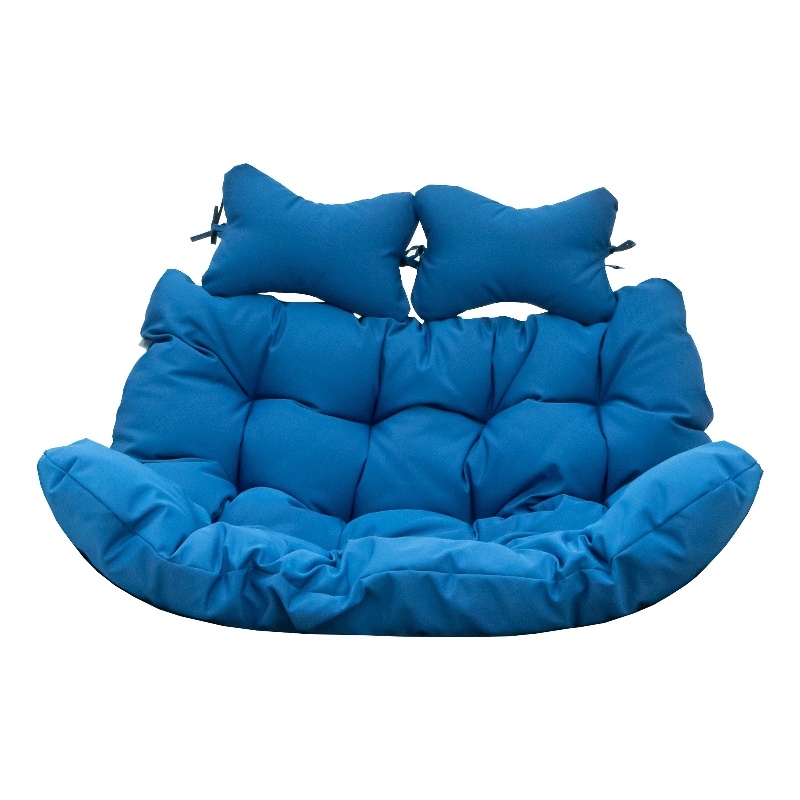 LeisureMod 2 Person Modern Upholstered Hanging Egg Swing Cushion in Blue