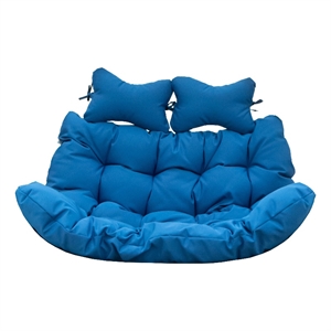 LeisureMod 2 Person Modern Upholstered Hanging Egg Swing Cushion in Blue