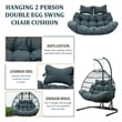 LeisureMod 2 Person Modern Upholstered Hanging Egg Swing Cushion in Charcoal