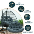LeisureMod 2 Person Modern Upholstered Hanging Egg Swing Cushion in Charcoal