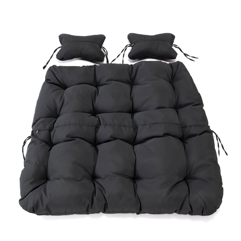 LeisureMod 2 Person Modern Upholstered Hanging Egg Swing Cushion in Charcoal