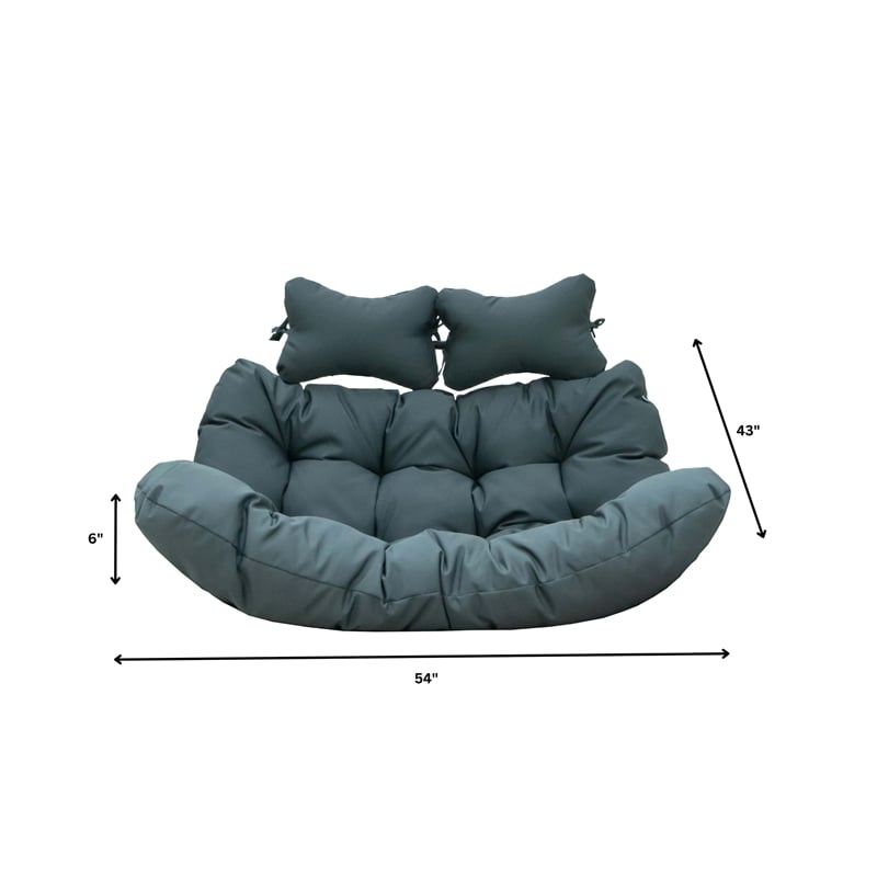LeisureMod 2 Person Modern Upholstered Hanging Egg Swing Cushion in Charcoal