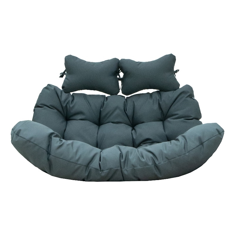 LeisureMod 2 Person Modern Upholstered Hanging Egg Swing Cushion in Charcoal
