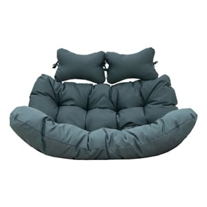 LeisureMod 2 Person Modern Upholstered Hanging Egg Swing Cushion in Charcoal