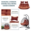 LeisureMod 2 Person Modern Upholstered Hanging Egg Swing Cushion in Cherry