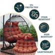 LeisureMod 2 Person Modern Upholstered Hanging Egg Swing Cushion in Cherry