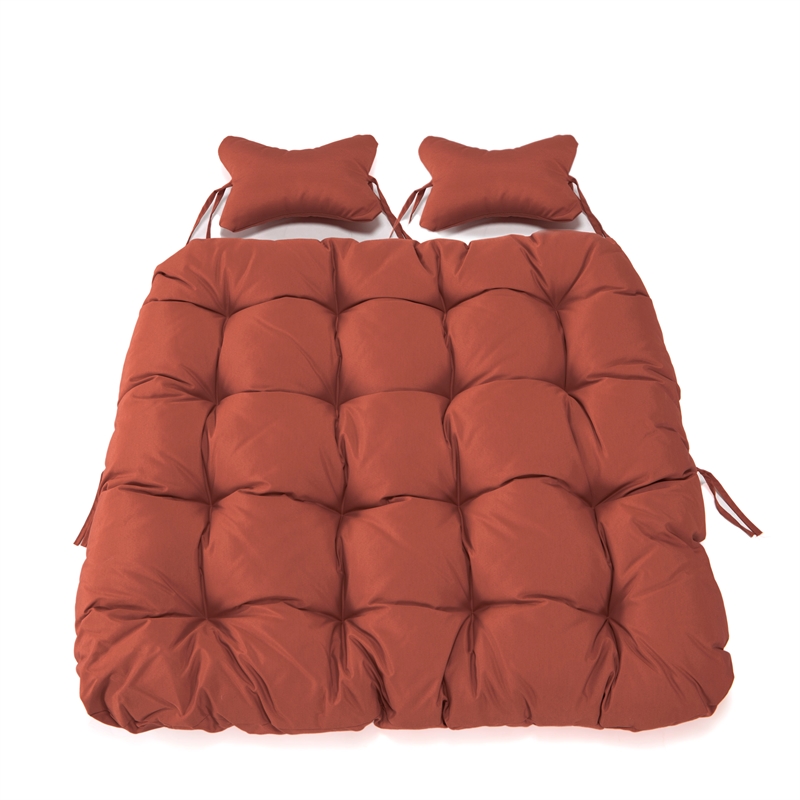 LeisureMod 2 Person Modern Upholstered Hanging Egg Swing Cushion in Cherry