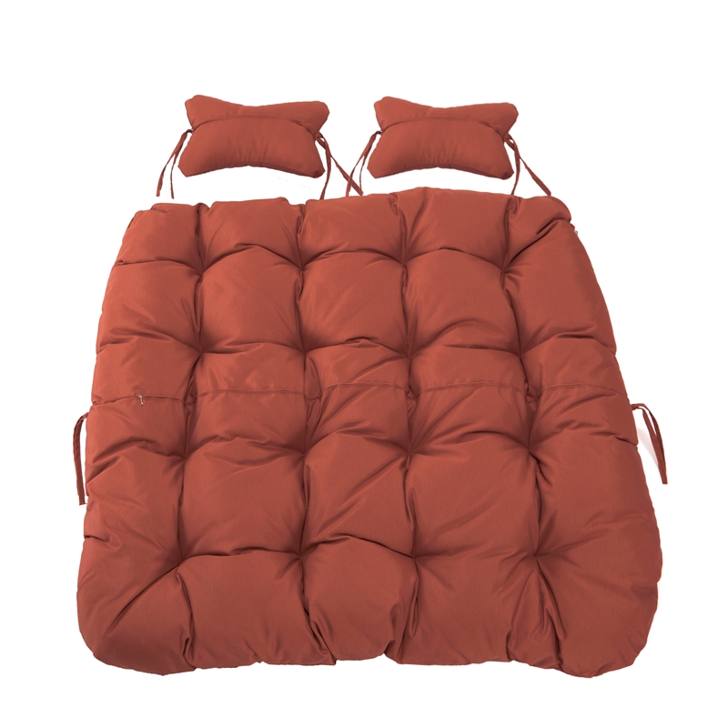 LeisureMod 2 Person Modern Upholstered Hanging Egg Swing Cushion in Cherry