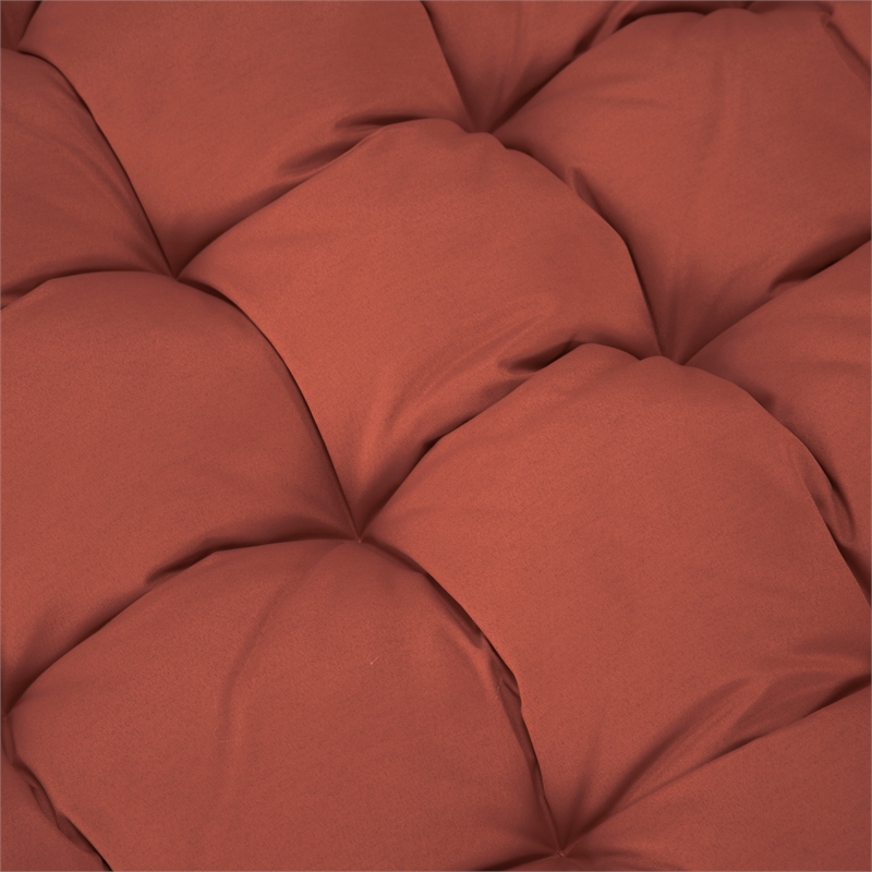 LeisureMod 2 Person Modern Upholstered Hanging Egg Swing Cushion in Cherry