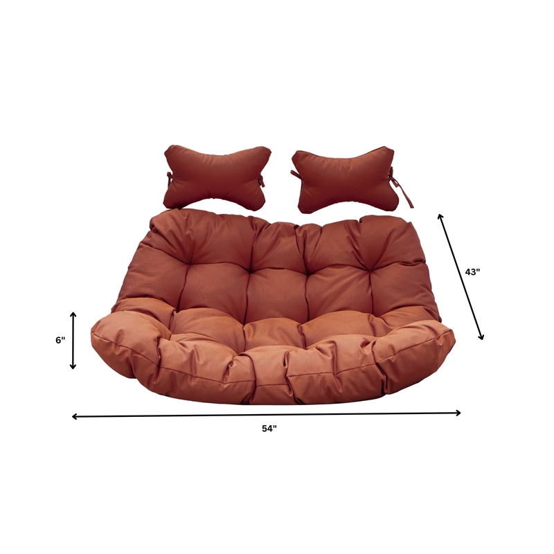 LeisureMod 2 Person Modern Upholstered Hanging Egg Swing Cushion in Cherry