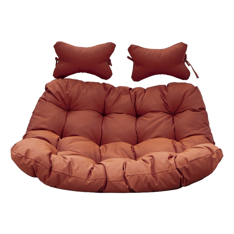 LeisureMod 2 Person Modern Upholstered Hanging Egg Swing Cushion in Cherry