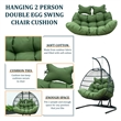 LeisureMod 2 Person Modern Upholstered Hanging Egg Swing Cushion in Dark Green