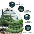 LeisureMod 2 Person Modern Upholstered Hanging Egg Swing Cushion in Dark Green