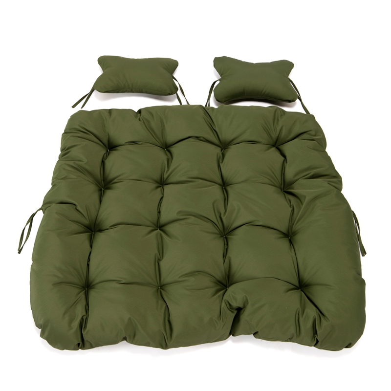 LeisureMod 2 Person Modern Upholstered Hanging Egg Swing Cushion in Dark Green