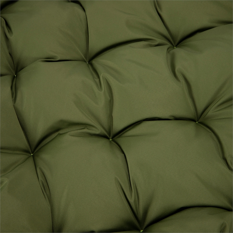 LeisureMod 2 Person Modern Upholstered Hanging Egg Swing Cushion in Dark Green