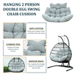 LeisureMod 2 Person Modern Upholstered Hanging Egg Swing Cushion in Light Grey