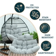 LeisureMod 2 Person Modern Upholstered Hanging Egg Swing Cushion in Light Grey