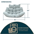 LeisureMod 2 Person Modern Upholstered Hanging Egg Swing Cushion in Light Grey