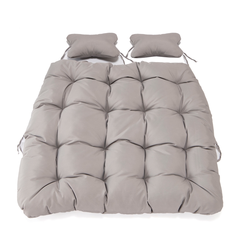 LeisureMod 2 Person Modern Upholstered Hanging Egg Swing Cushion in Light Grey
