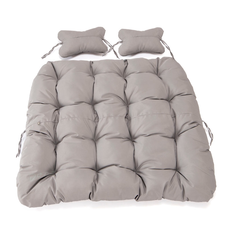 LeisureMod 2 Person Modern Upholstered Hanging Egg Swing Cushion in Light Grey