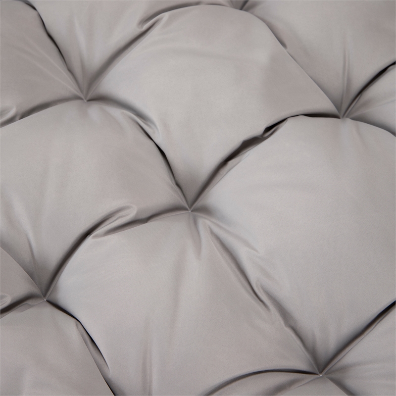 LeisureMod 2 Person Modern Upholstered Hanging Egg Swing Cushion in Light Grey