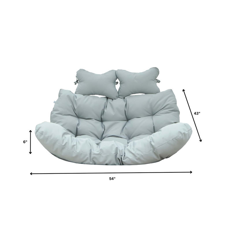 LeisureMod 2 Person Modern Upholstered Hanging Egg Swing Cushion in Light Grey