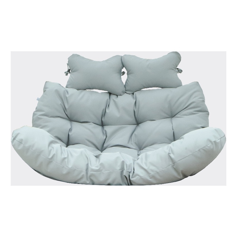 LeisureMod 2 Person Modern Upholstered Hanging Egg Swing Cushion in Light Grey