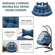 LeisureMod 2 Person Modern Upholstered Hanging Egg Swing Cushion in Navy Blue