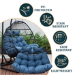 LeisureMod 2 Person Modern Upholstered Hanging Egg Swing Cushion in Navy Blue