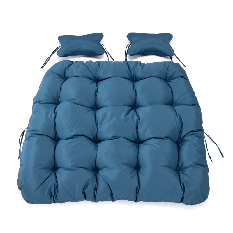 LeisureMod 2 Person Modern Upholstered Hanging Egg Swing Cushion in Navy Blue