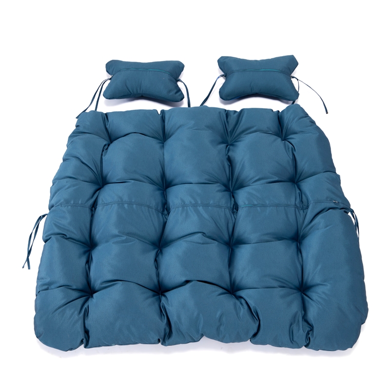 LeisureMod 2 Person Modern Upholstered Hanging Egg Swing Cushion in Navy Blue