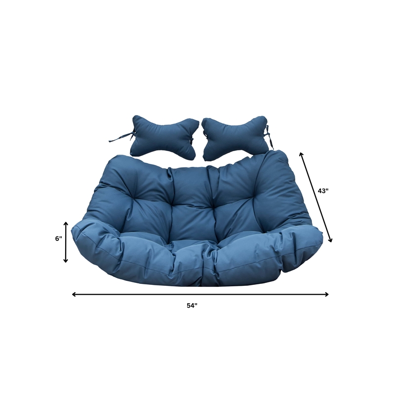 LeisureMod 2 Person Modern Upholstered Hanging Egg Swing Cushion in Navy Blue