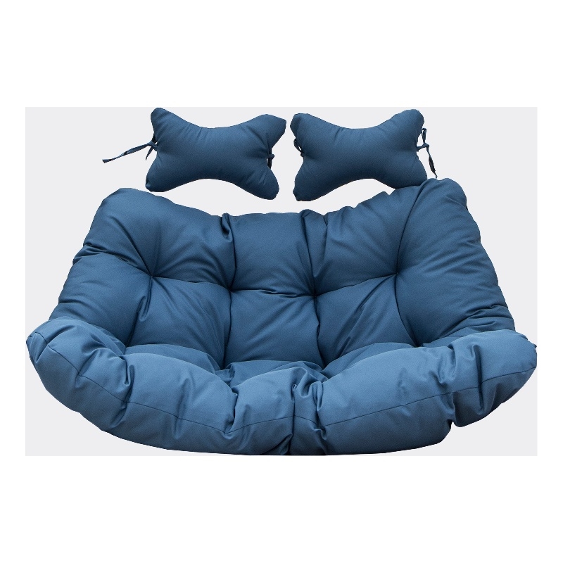 LeisureMod 2 Person Modern Upholstered Hanging Egg Swing Cushion in Navy Blue