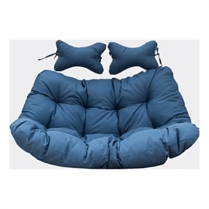 LeisureMod 2 Person Modern Upholstered Hanging Egg Swing Cushion in Navy Blue