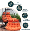 LeisureMod 2 Person Modern Upholstered Hanging Egg Swing Cushion in Orange