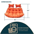LeisureMod 2 Person Modern Upholstered Hanging Egg Swing Cushion in Orange