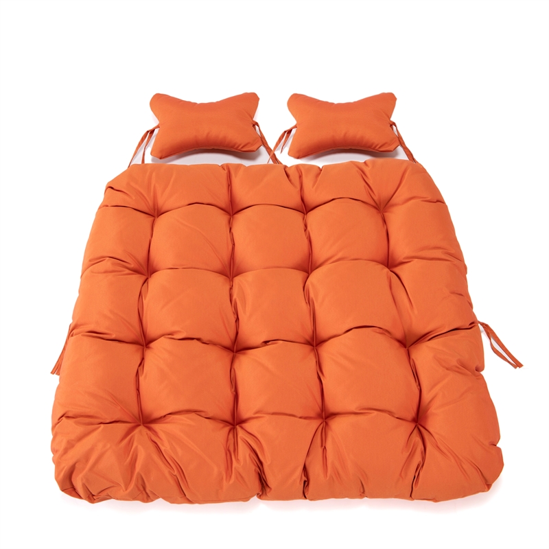 LeisureMod 2 Person Modern Upholstered Hanging Egg Swing Cushion in Orange