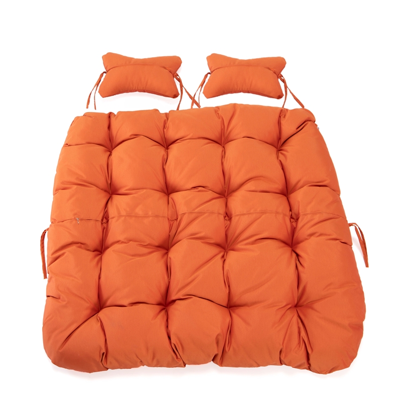 LeisureMod 2 Person Modern Upholstered Hanging Egg Swing Cushion in Orange