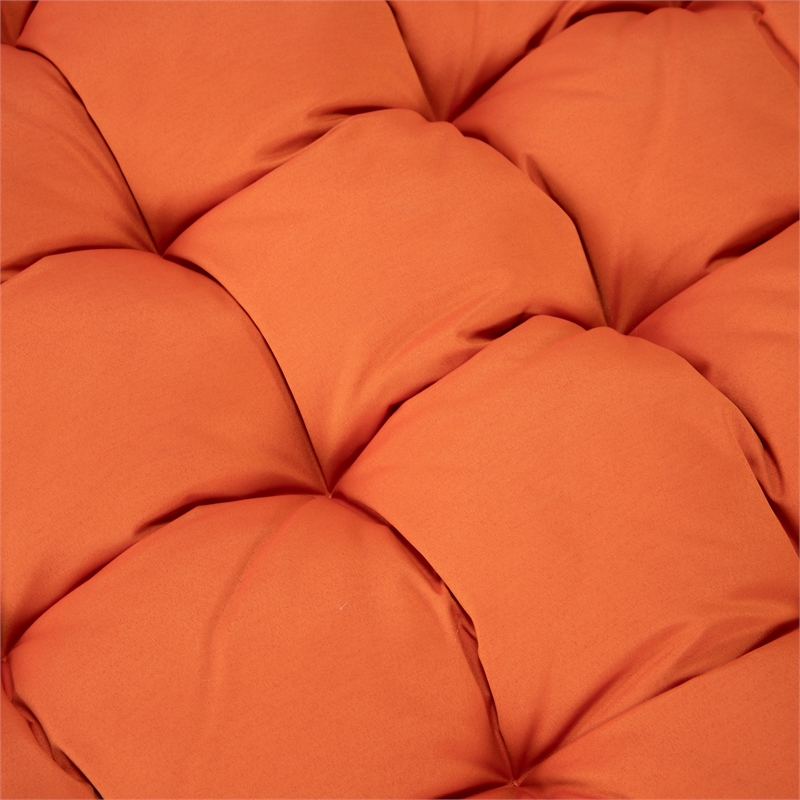 LeisureMod 2 Person Modern Upholstered Hanging Egg Swing Cushion in Orange