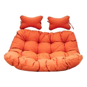 LeisureMod 2 Person Modern Upholstered Hanging Egg Swing Cushion in Orange