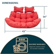 LeisureMod 2 Person Modern Upholstered Hanging Egg Swing Cushion in Red