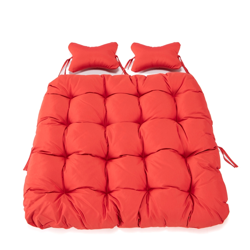 LeisureMod 2 Person Modern Upholstered Hanging Egg Swing Cushion in Red