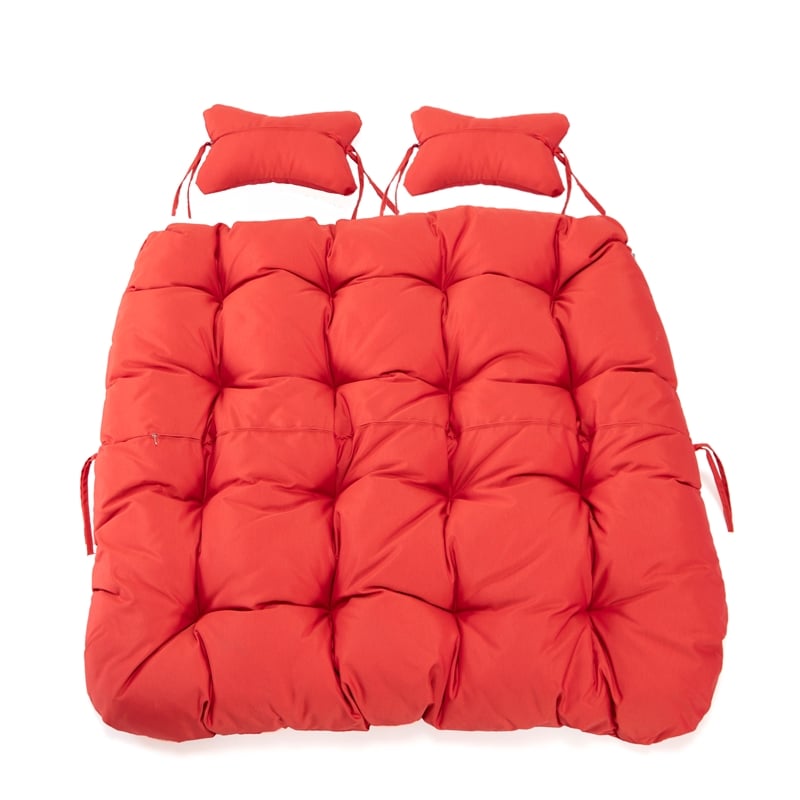 LeisureMod 2 Person Modern Upholstered Hanging Egg Swing Cushion in Red